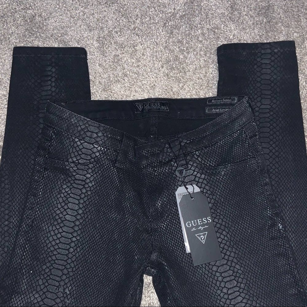 GUESS brand, Black matte snake print jeans NWT